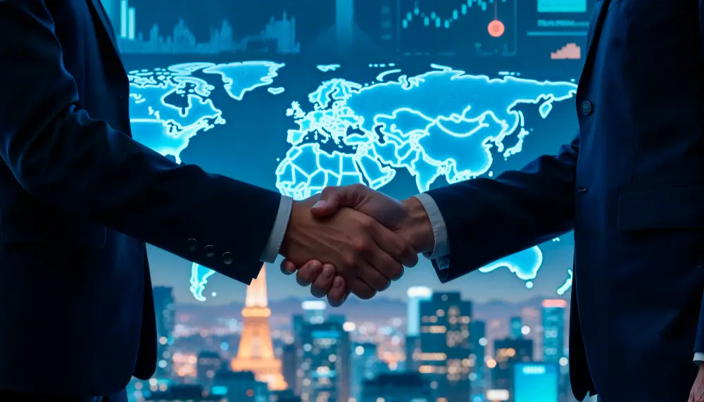 dois homens apertando a mão simbolizando o acordo entre mercosul e ue