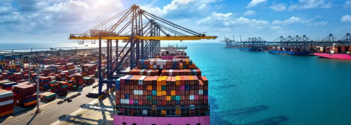 navio com containers representando camex