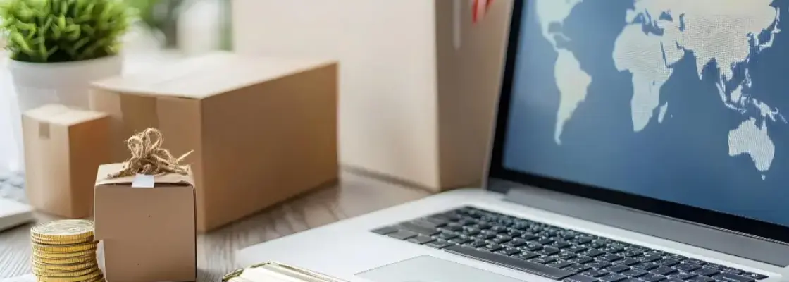 patop aberto com um mapa na tela e cheio de moedas ao redor